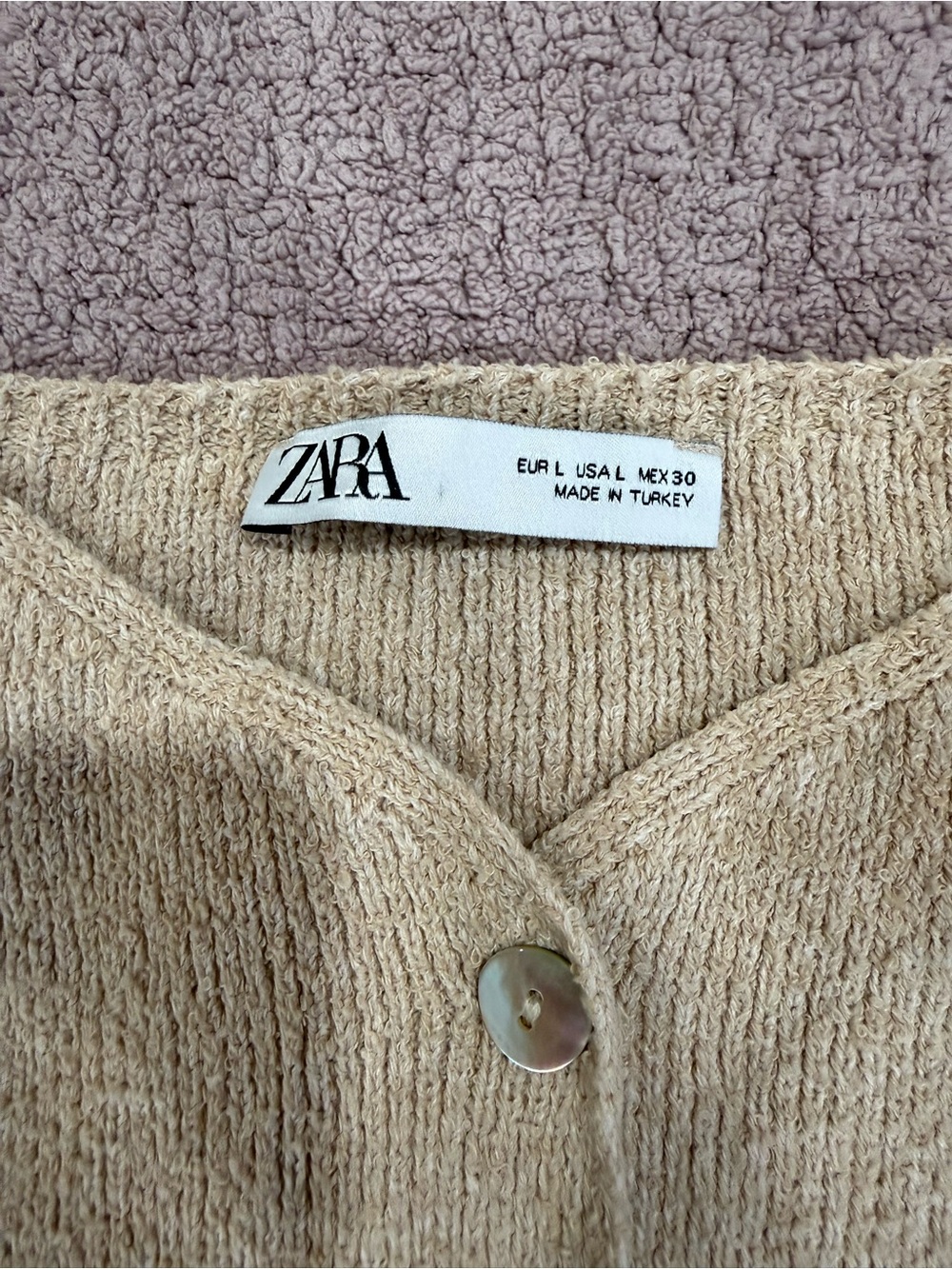 Zara Beige Ribbed Button-Front Cropped Knit Vest - Picture 2 of 2